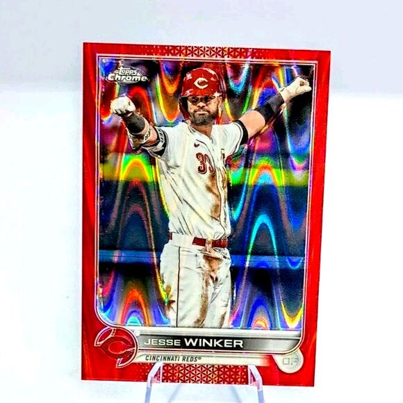 2022 Topps Chrome Jesse Winker #22 Red Raywave 4/5 - Picture 4 of 7